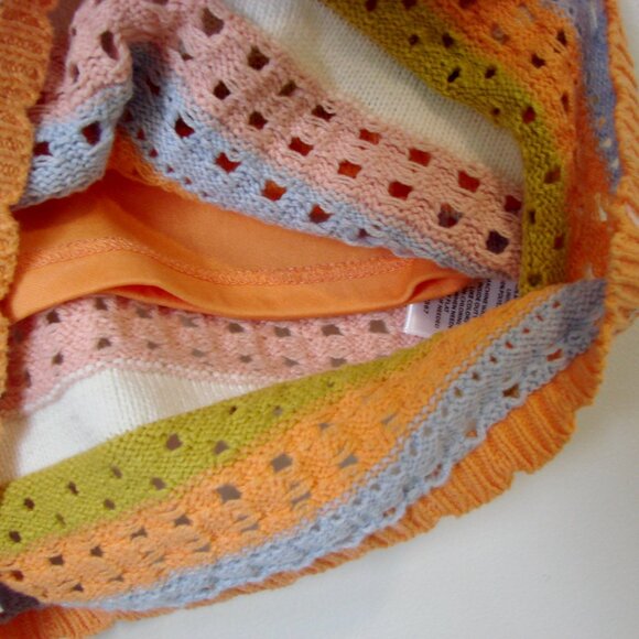 Crochet Dress Knit Tank Sleeveless Orange Pink Blue Green Stripes NEW NWT  XS - Picture 10 of 16